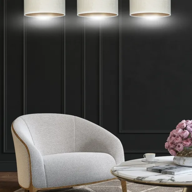 EMIBIG LED Hängelampe HILDE 3 Veloursstruktur höhenverstellbar E27 15W 3-flammig weiß - ohne Leuchtmittel