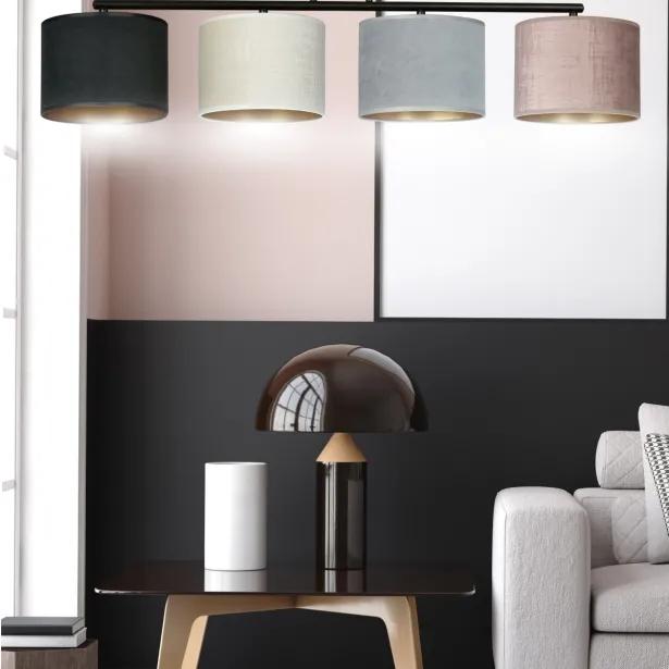 EMIBIG LED Hängeleuchte HILDE 4 BL MIX Veloursstruktur höhenverstellbar E27 15W 4-flammig mehrfarbig - ohne Leuchtmittel