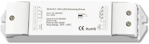 ISOLED 1xPush/4x1-10V Input PWM-Controller, 4 Kanal, 12-36V DC 4x5A