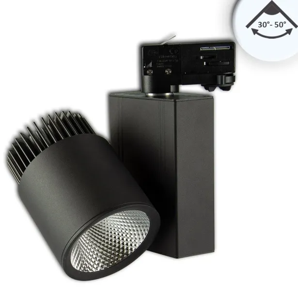 ISOLED 3-PH Schienen-Strahler fokussierbar 30W 30°-50° schwarz matt