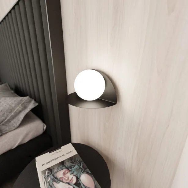 EMIBIG LED Kugel Wandleuchte FORM 7 Höhe 17 cm E14 10W 1-flammig schwarz / weiß - ohne Leuchtmittel