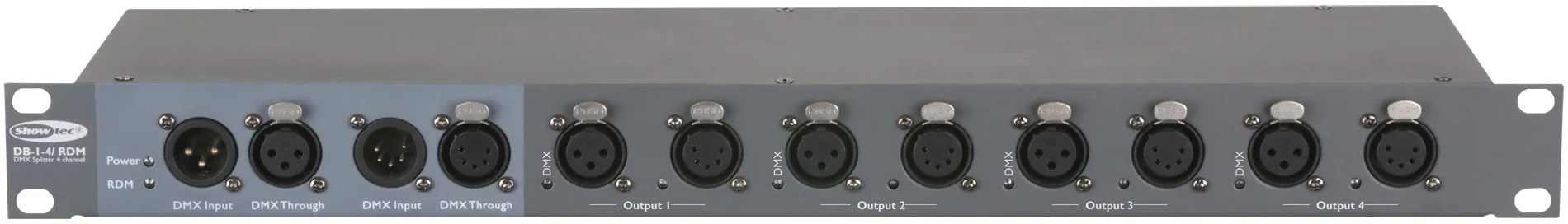 SHOWTEC DB-1-4/RDM 4-Kanal-DMX-Booster mit RDM 3-poligem und 5-poligem XLR-Anschluss