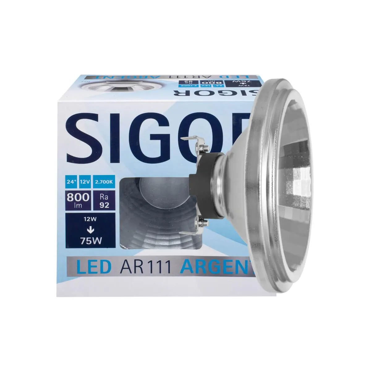 12W LED AR111 ARGENT G53 24° 2700K 12V CRI92 DIM