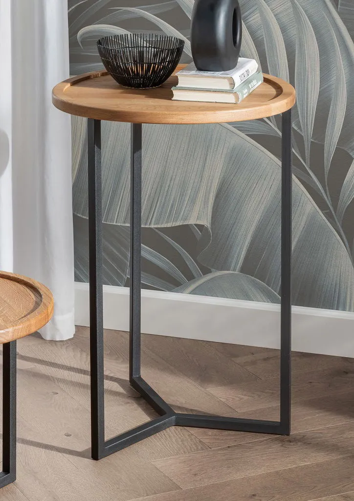 Beistelltisch 50x70cm 'Lissabon' Wildeiche Metall schwarz