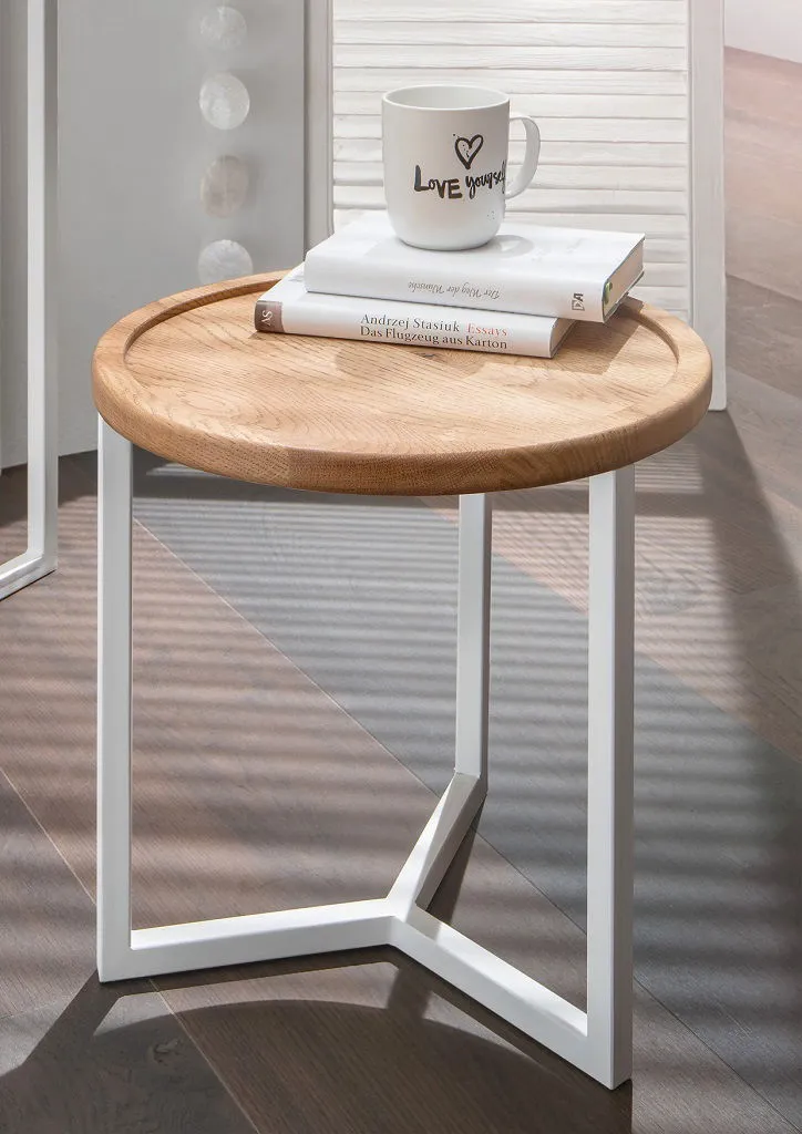 Beistelltisch 40x40cm 'Melina' Wildeiche Metall weiß