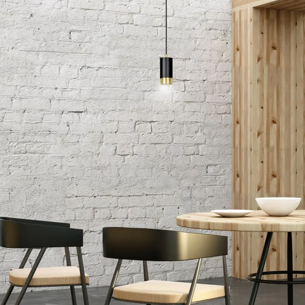 EMIBIG Pendelleuchte FUMIKO 1 GU10 Ø 8 cm 1-flammig 8W schwarz/gold - ohne Leuchtmittel