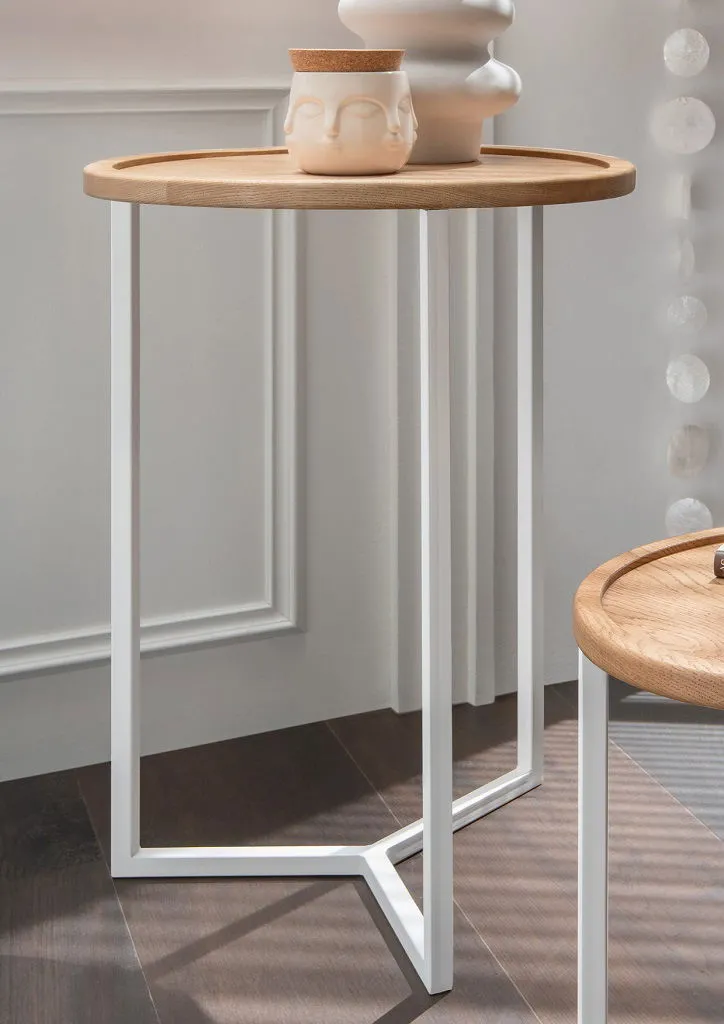 Beistelltisch 50x70cm 'Melina' Wildeiche Metall weiß