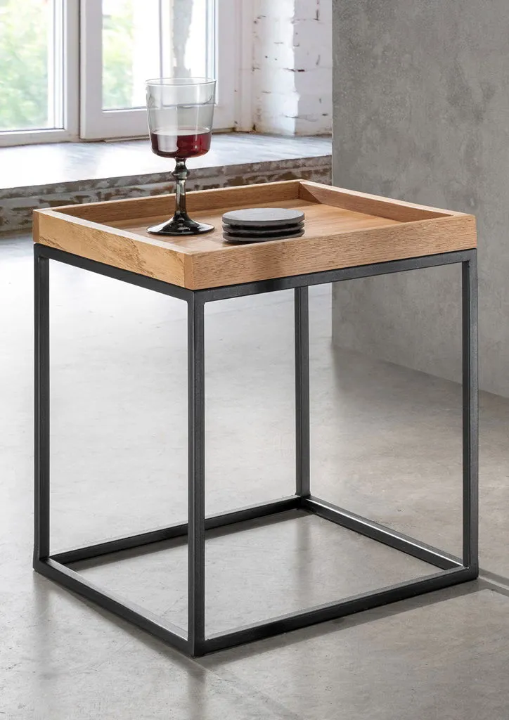 Beistelltisch 40x40cm 'Lissabon' Wildeiche Stahl schwarz