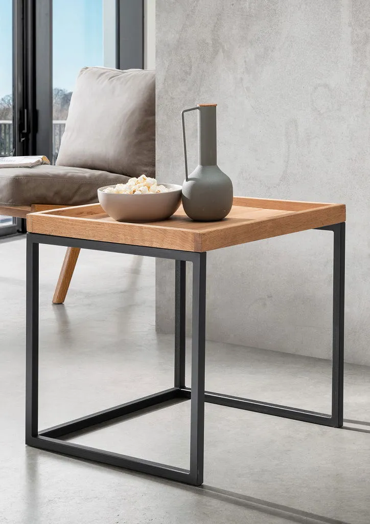 Beistelltisch 50x50cm 'Lissabon' Wildeiche Stahl schwarz