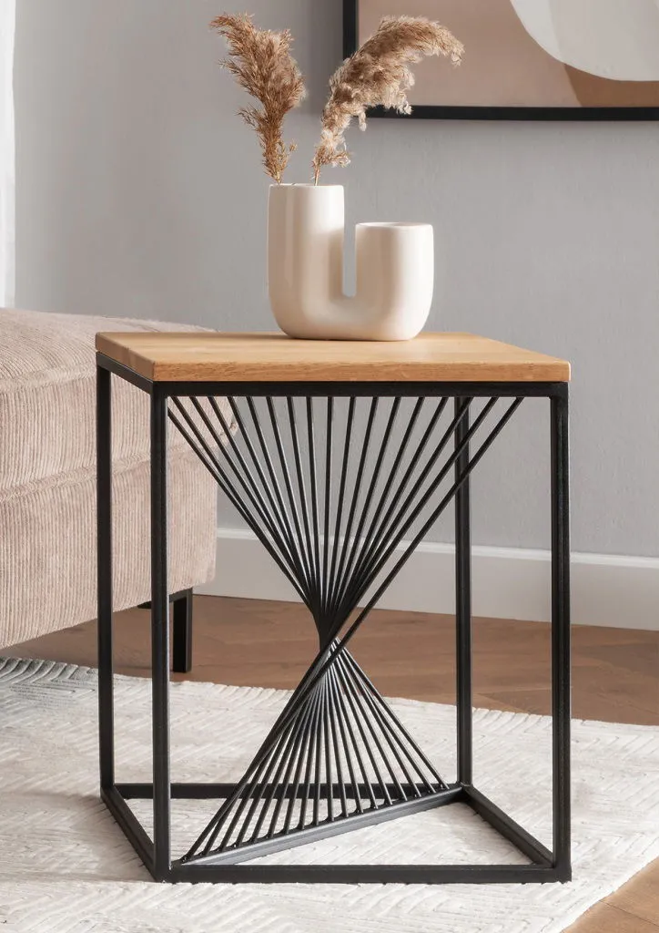 Beistelltisch 40cm 'Lissabon' Wildeiche Stahl schwarz eckig