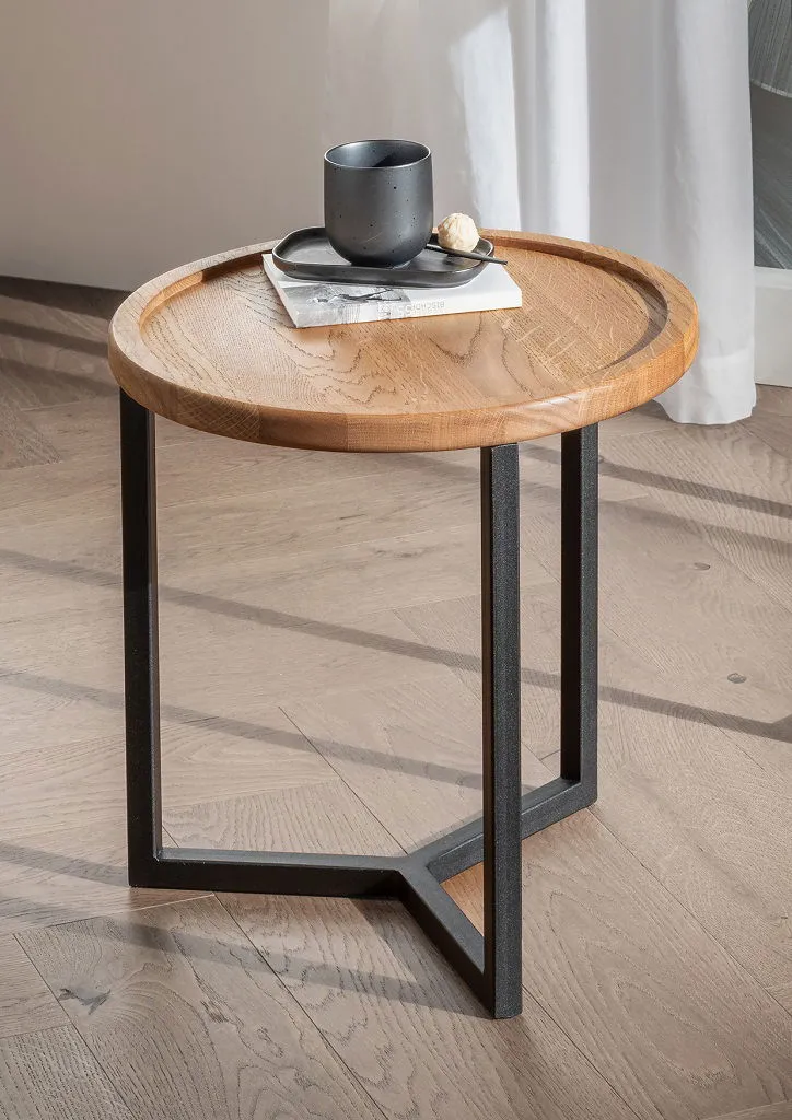 Beistelltisch 40x40cm 'Lissabon' Wildeiche Metall schwarz