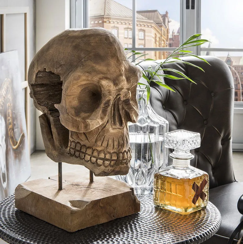 Deko-Totenkopf "Skull" Teak natur