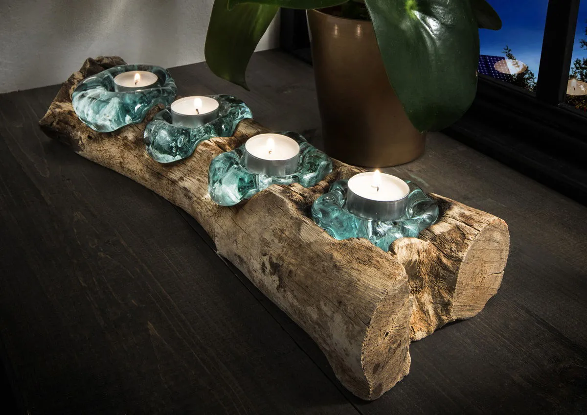 Wurzel mit 4 Teelicht-Gläsern "Knox"