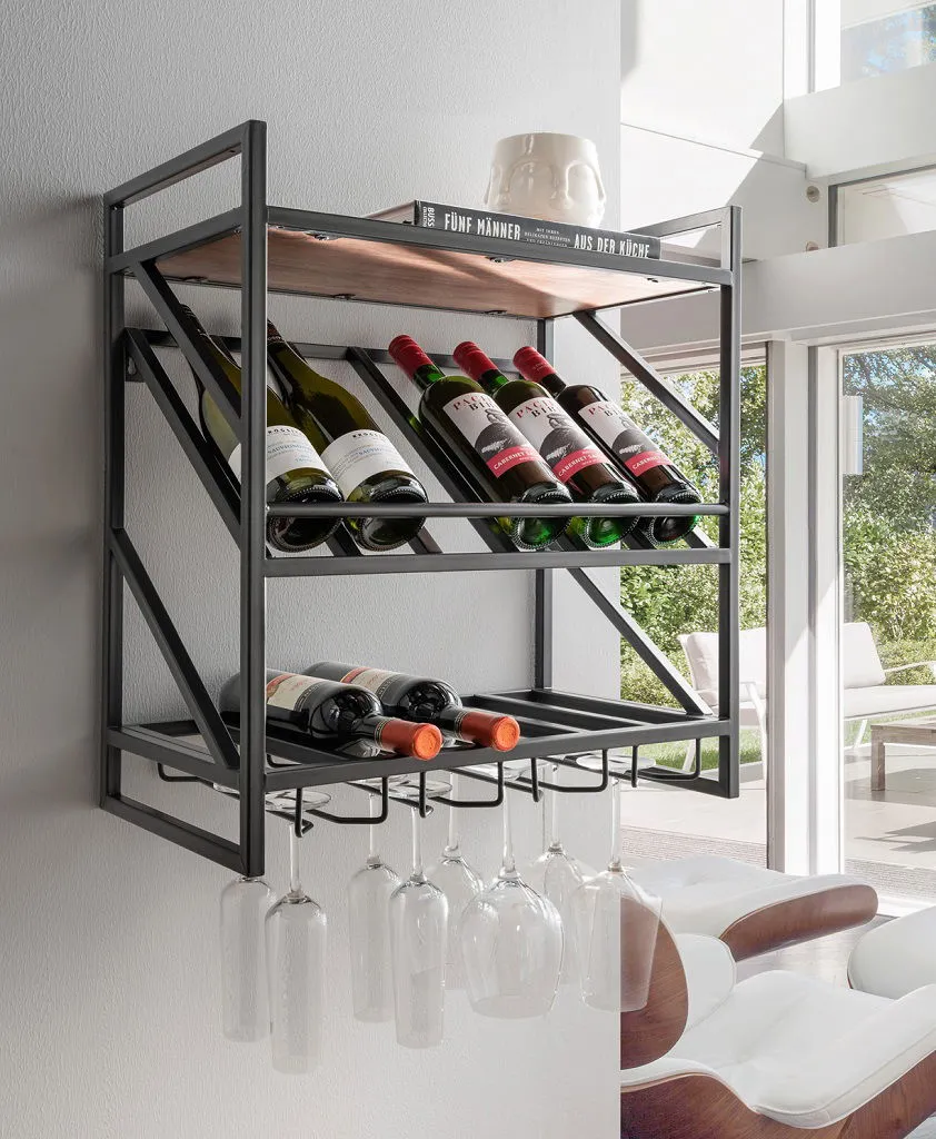 Flaschenregal für 6 Flaschen/Gläser "Vino 8" Metall schwarz