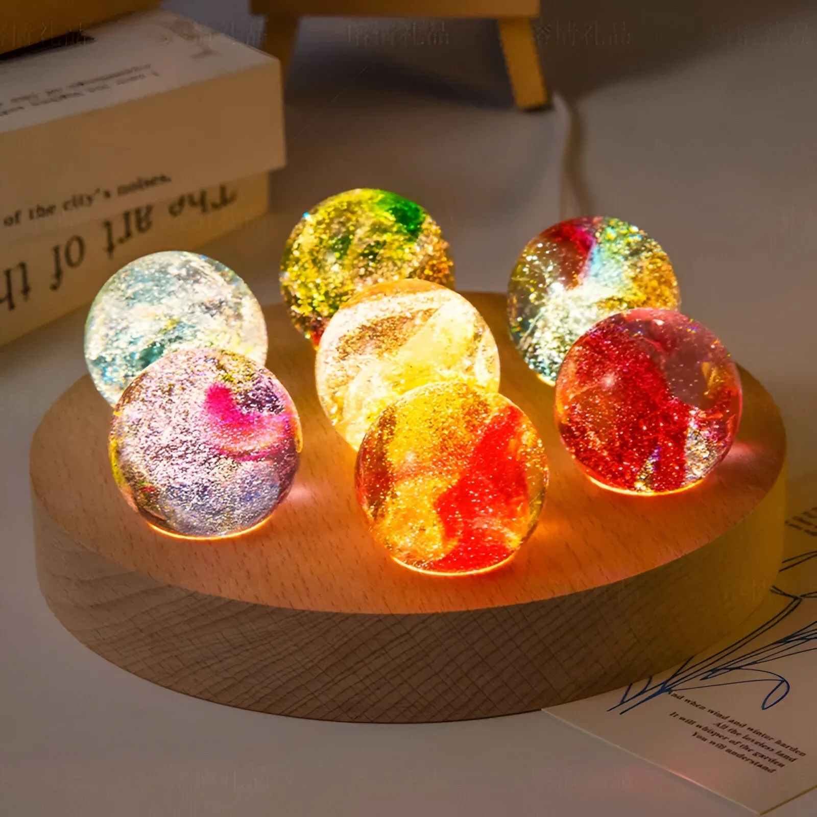 NebulaLit - Sieben Farben LED Glaskugeln Nachtlicht