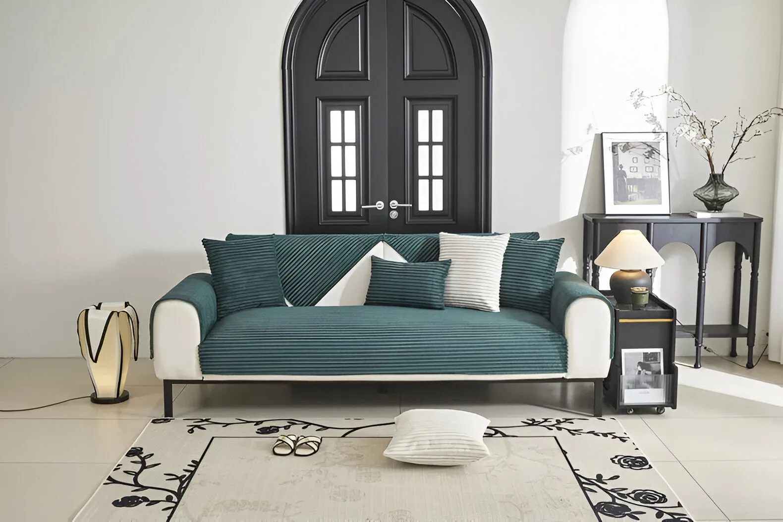 PuffSoft Sofabezug - Rutschfester Plüschsamt Grippter Sofabezug für moderne Einrichtung