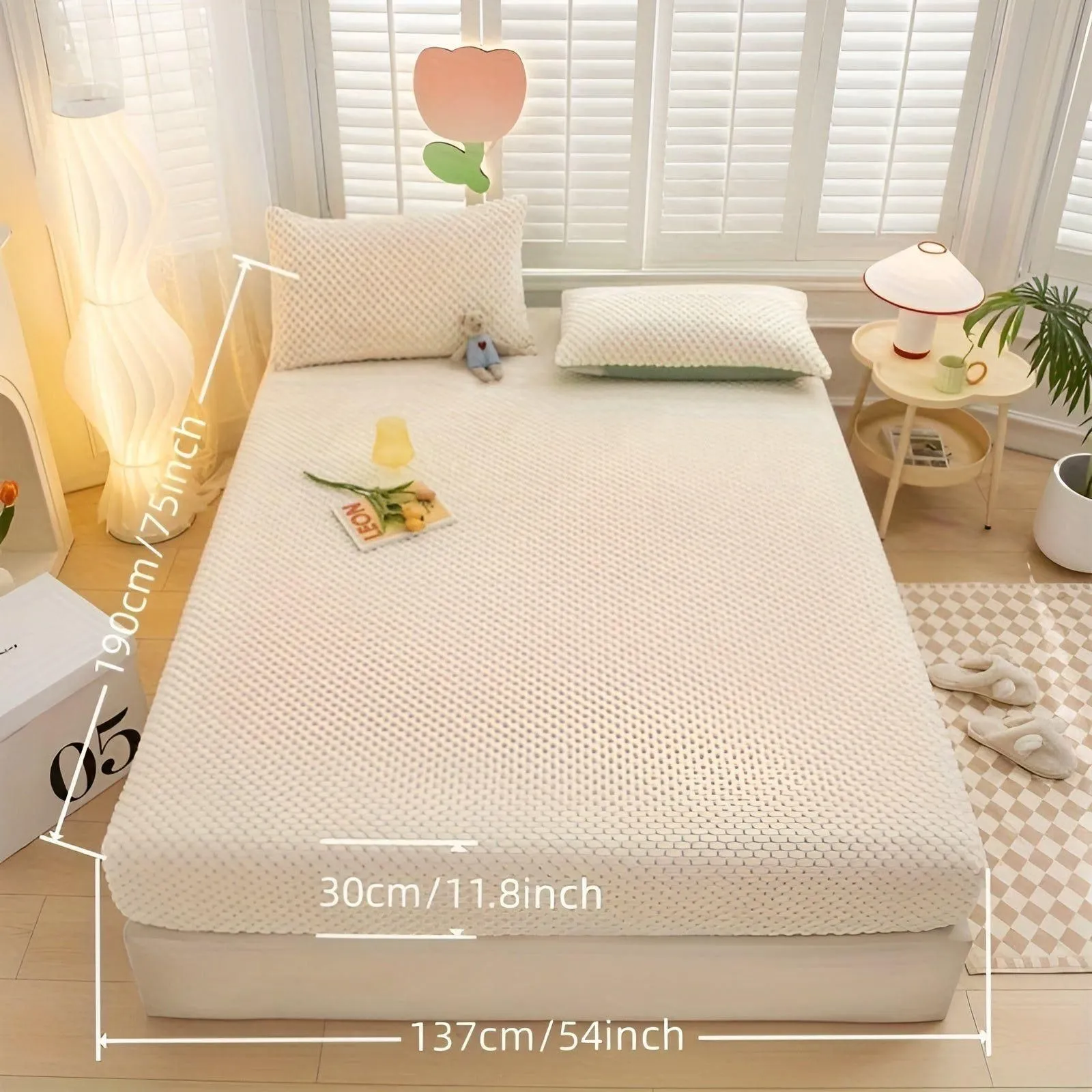 Garduru Duvet Cover - Luxus Anti-Rutsch Weicher Samt Spannbettlaken Matratzenschoner