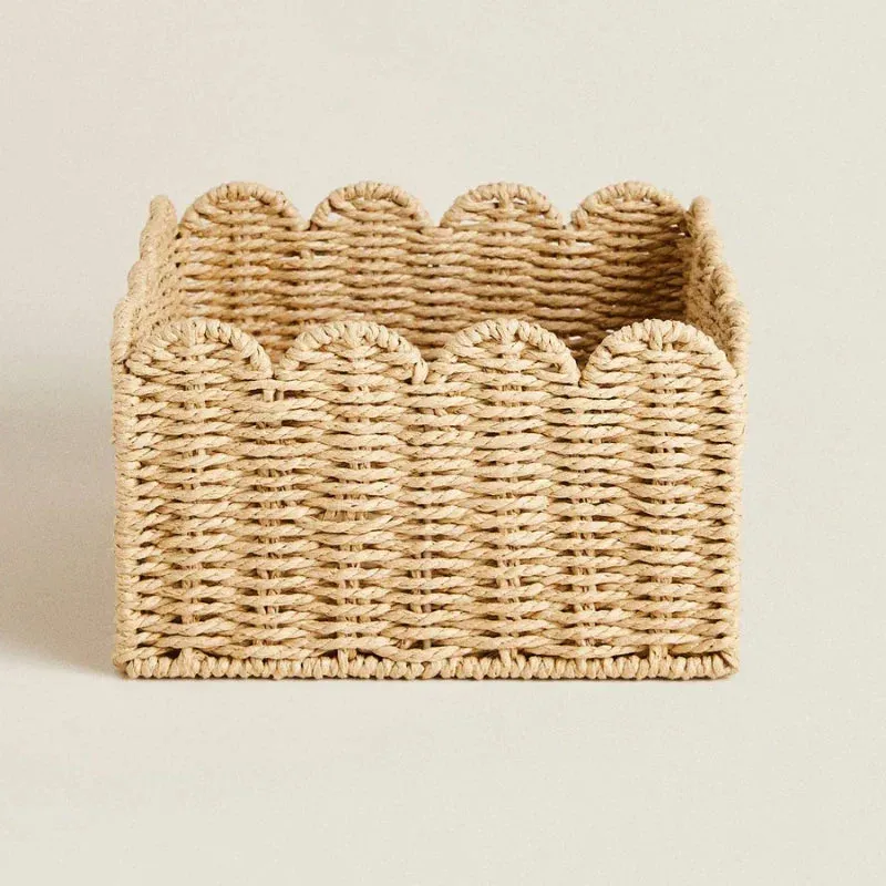 WillowNest – Handgewebter Weidenlagerkorb mit Wellenrand in drei Größen