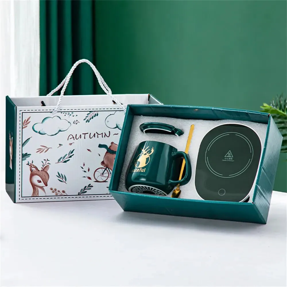 Garduru Smart Becher Set mit Keramikheizung | Tassenwärmer | Elektrischer Untersetzer für Kaffee & Tee