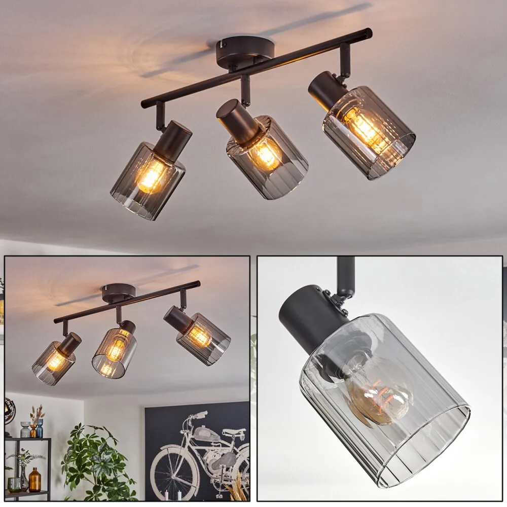 Aggebo Deckenleuchte Glas 8 cm Schwarz, 3-flammig H3729007