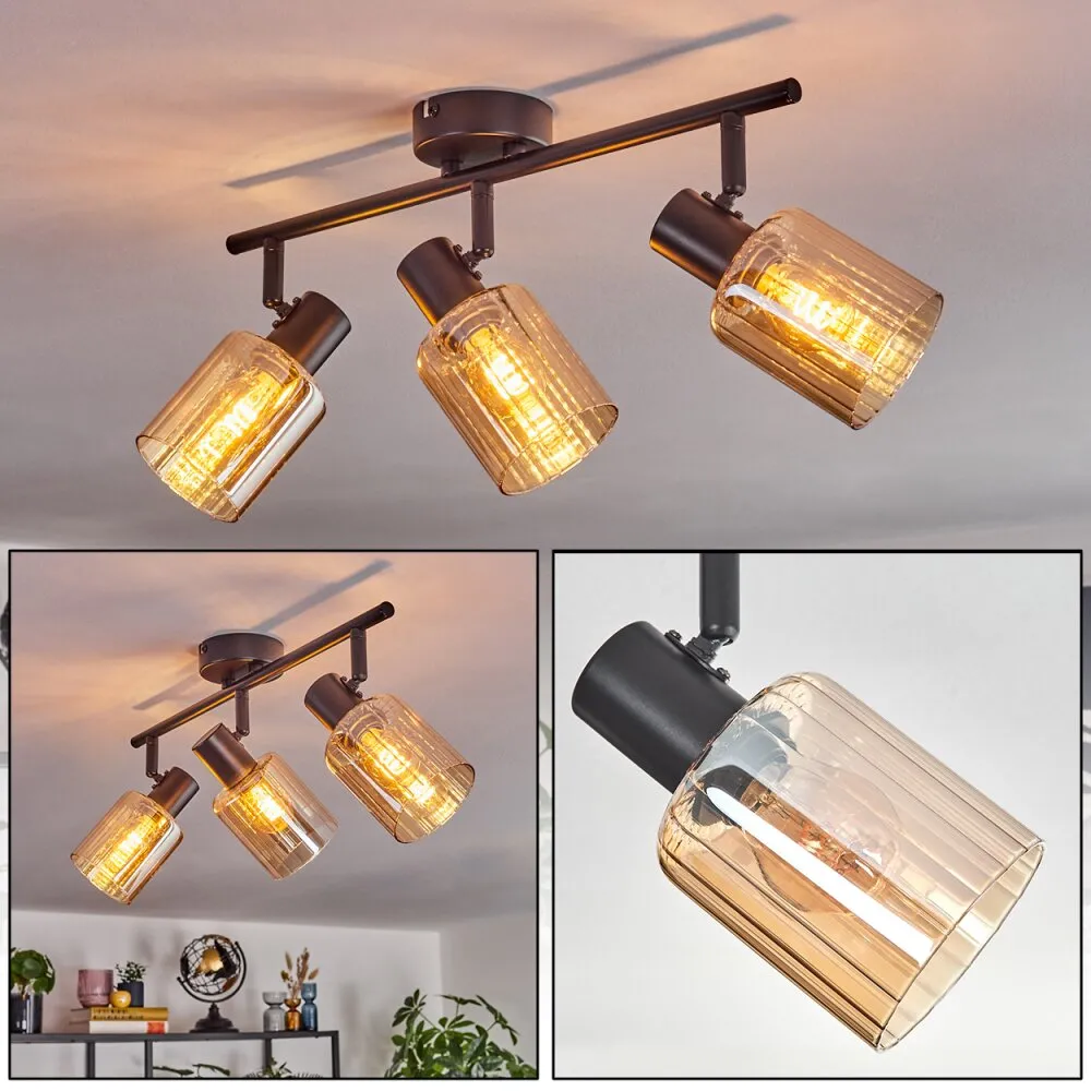 Aggebo Deckenleuchte Glas 8 cm Schwarz, 3-flammig H3729014