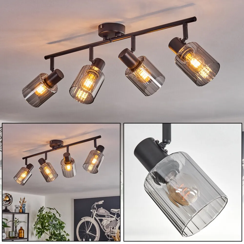 Aggebo Deckenleuchte Glas 8 cm Schwarz, 4-flammig H3729021