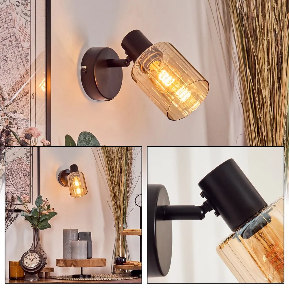 Aggebo Wandleuchte Glas 8 cm Schwarz, 1-flammig H3728970