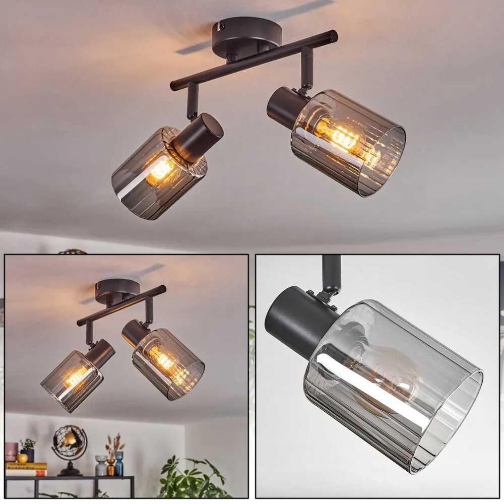 Aggebu Deckenleuchte Glas 8 cm Schwarz, 2-flammig H3728987