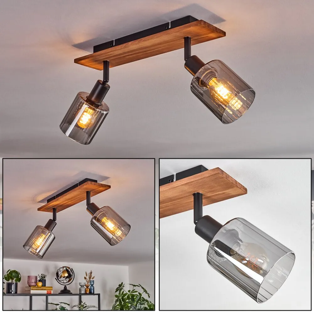 Aggebu Deckenleuchte Glas 8 cm Naturfarben, Schwarz, 2-flammig H3729069