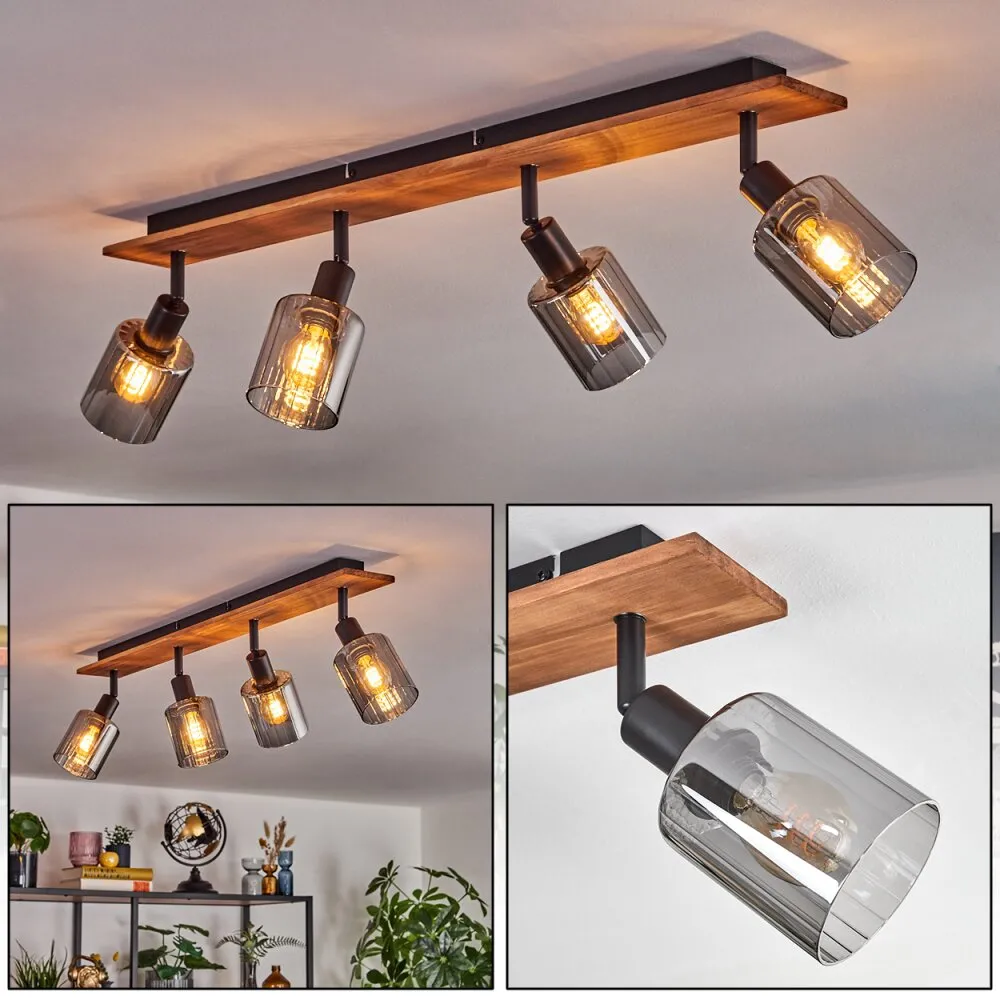 Aggebu Deckenleuchte Glas 8 cm Naturfarben, Schwarz, 4-flammig H3729106