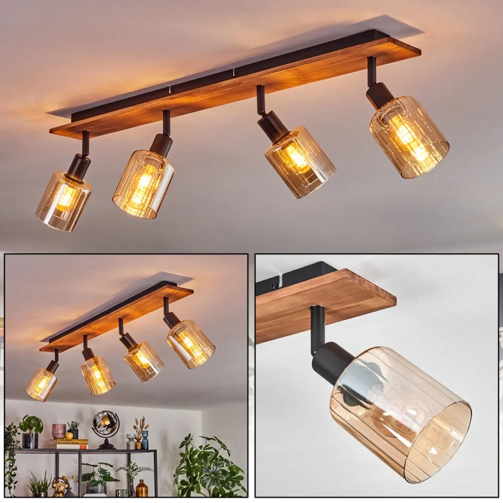 Aggebu Deckenleuchte Glas 8 cm Naturfarben, Schwarz, 4-flammig H3729113