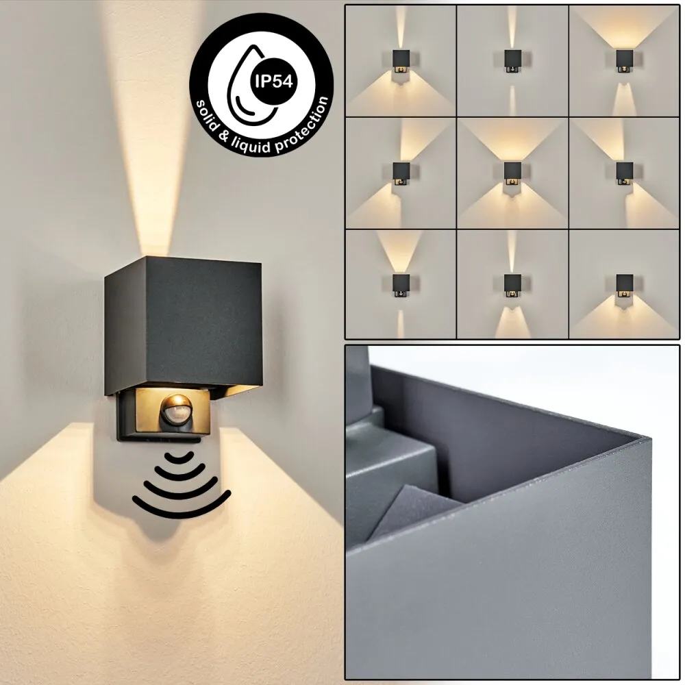 Almodofa Außenwandleuchte Anthrazit, 1-flammig, Bewegungsmelder H3742372