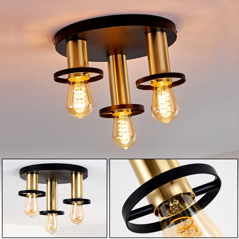 Alvesta Deckenleuchte Gold, Messing, Schwarz, 3-flammig