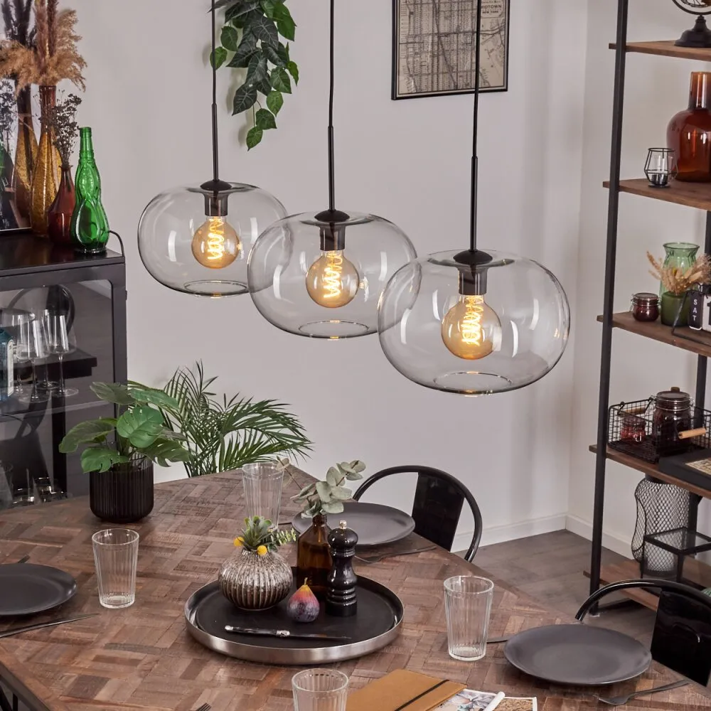 Apedo Hängeleuchte Glas 30 cm Schwarz, 3-flammig H3746165