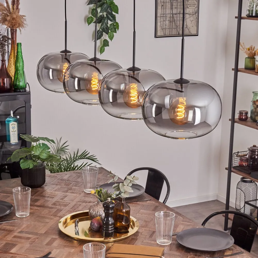 Apedo Hängeleuchte Glas 30 cm Klar, Rauchfarben, 4-flammig H3768617