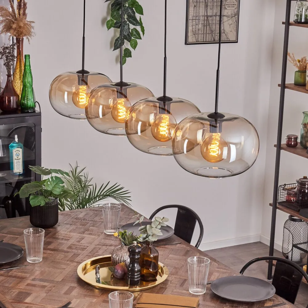 Apedo Hängeleuchte Glas 30 cm Bernsteinfarben, Klar, 4-flammig H3771327