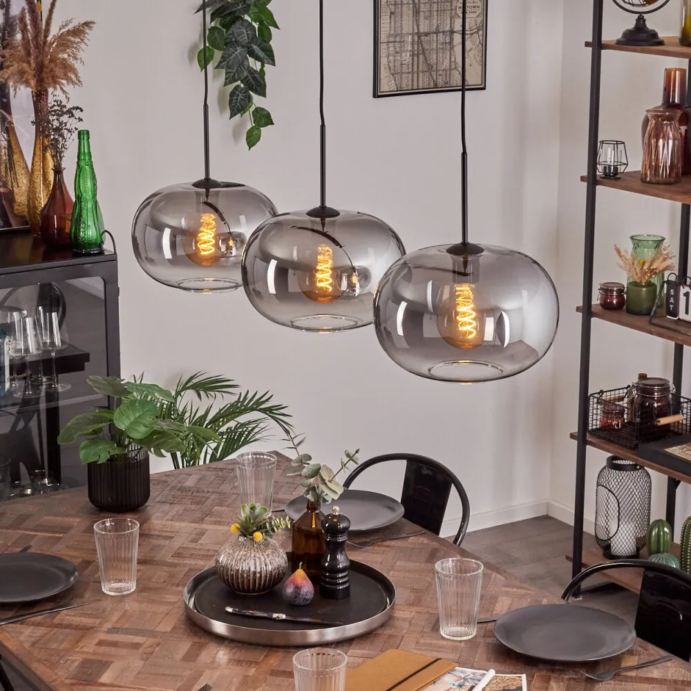 Apedo Hängeleuchte Glas 30 cm Schwarz, 3-flammig H3781630