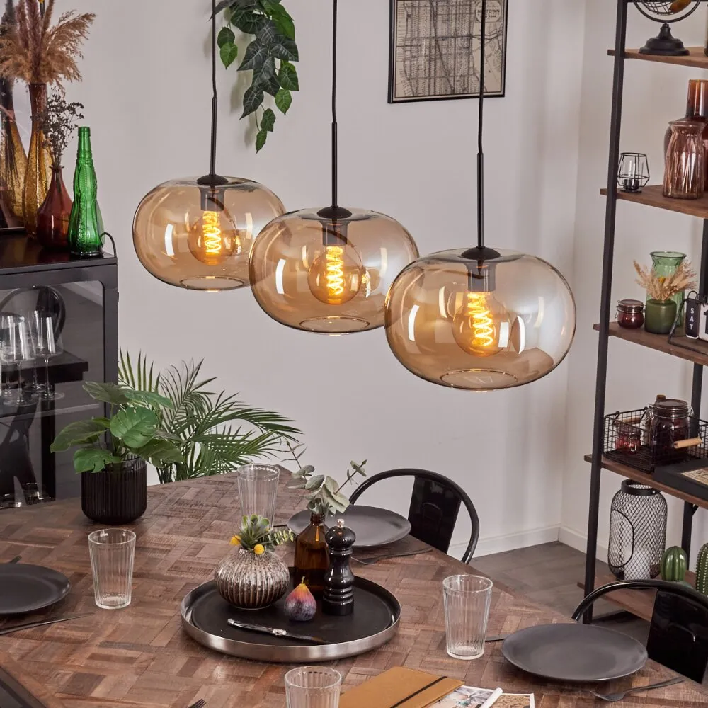 Apedo Hängeleuchte Glas 30 cm Schwarz, 3-flammig H3781654