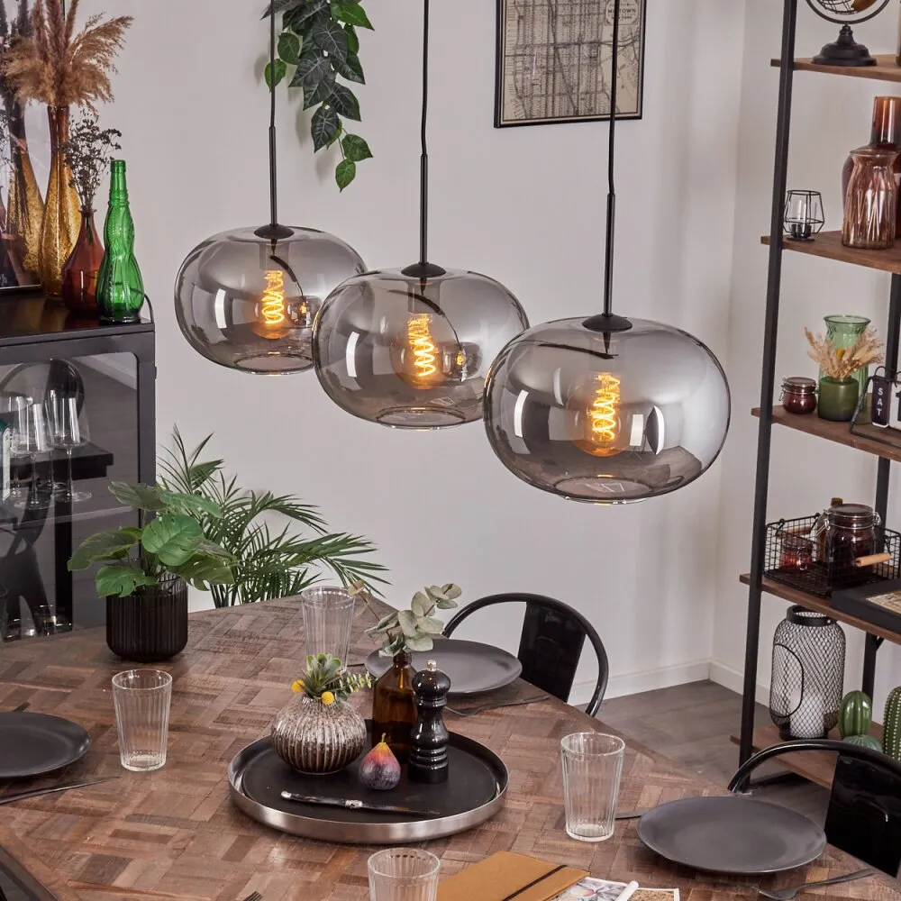 Apedo Hängeleuchte Glas 30 cm Schwarz, 3-flammig H3781678