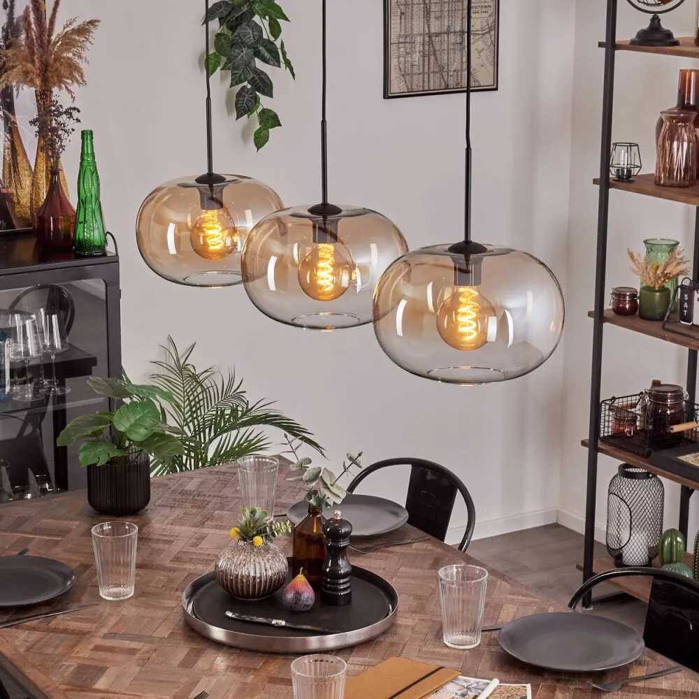 Apedo Hängeleuchte Glas 30 cm Schwarz, 3-flammig H3781692