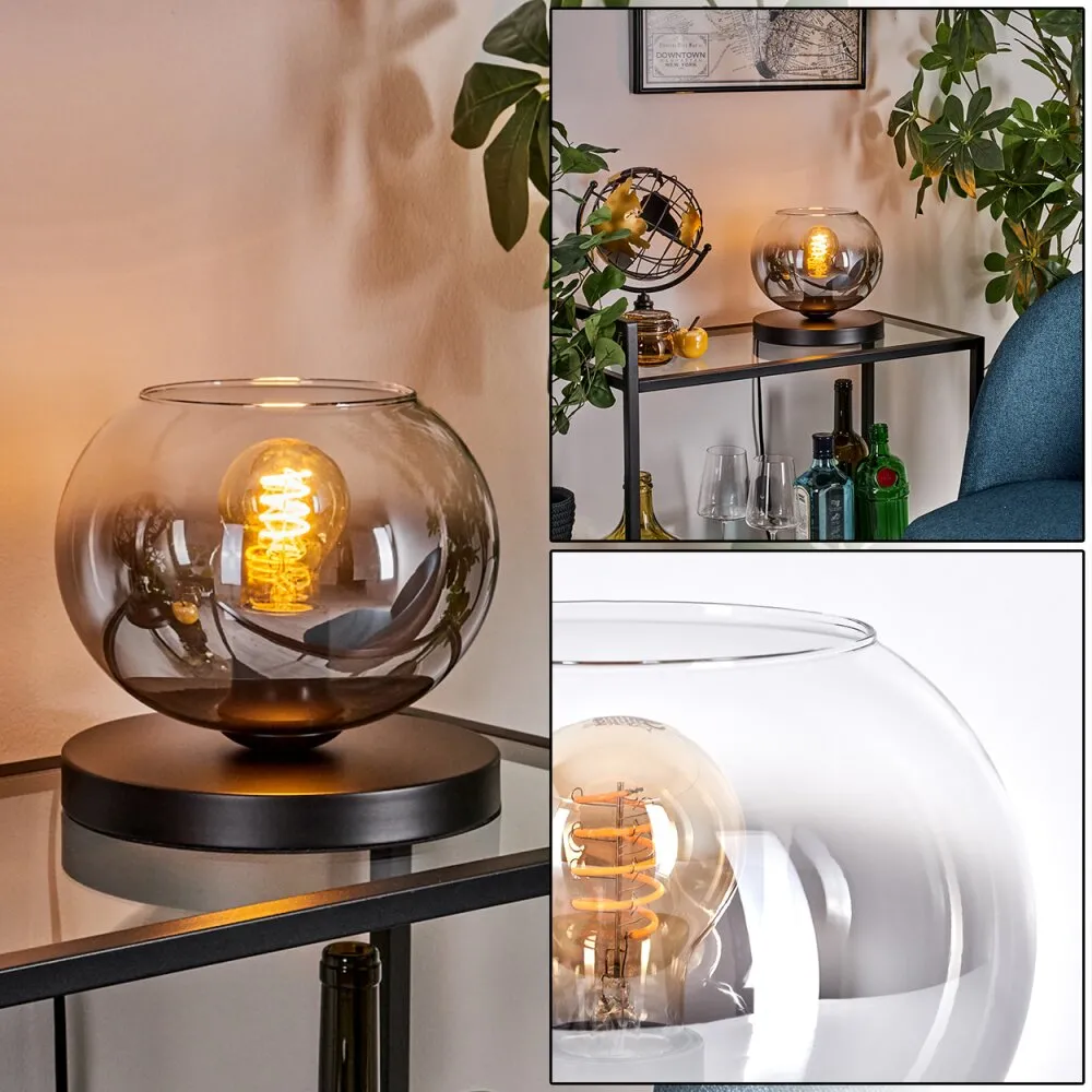 Apedo Tischleuchte Glas 20 cm Schwarz, 1-flammig H3761625