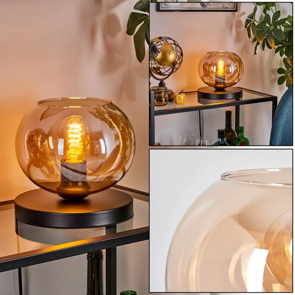 Apedo Tischleuchte Glas 20 cm Schwarz, 1-flammig H3761687