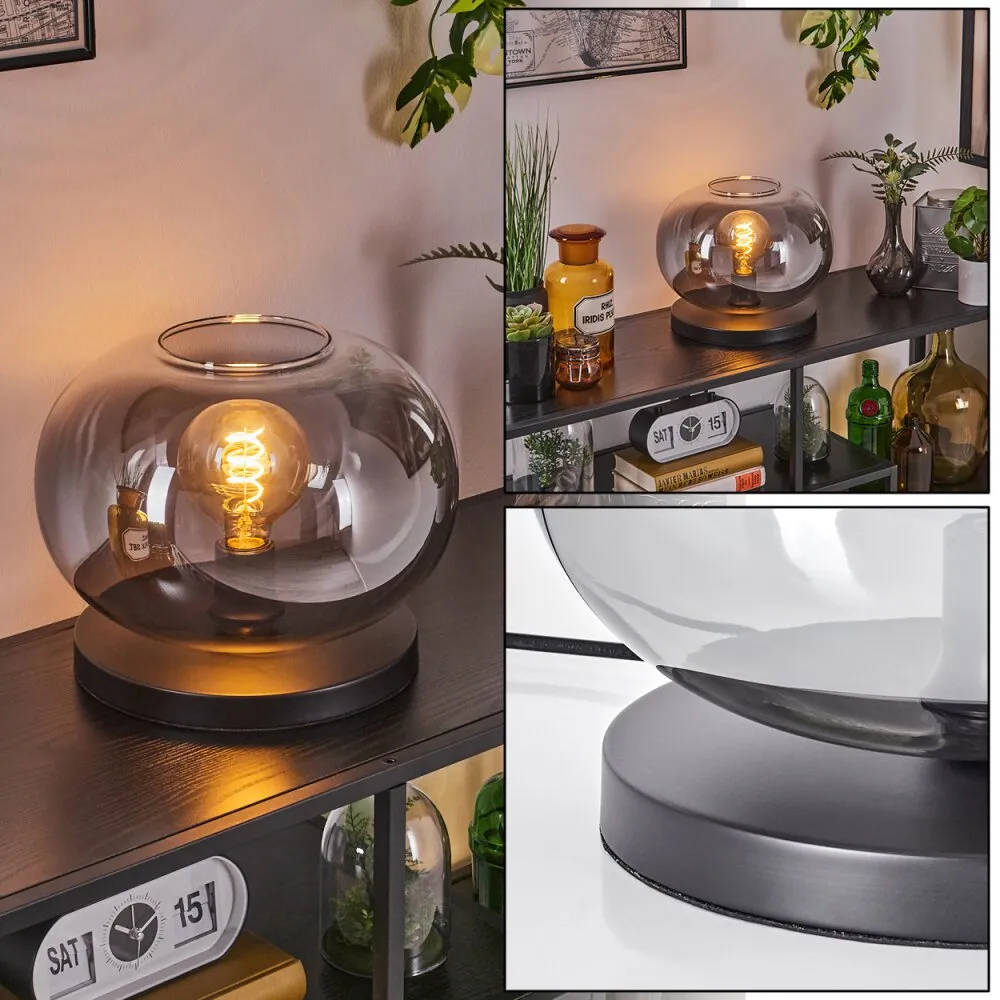 Apedo Tischleuchte Glas 30cm Schwarz, 1-flammig H3779668