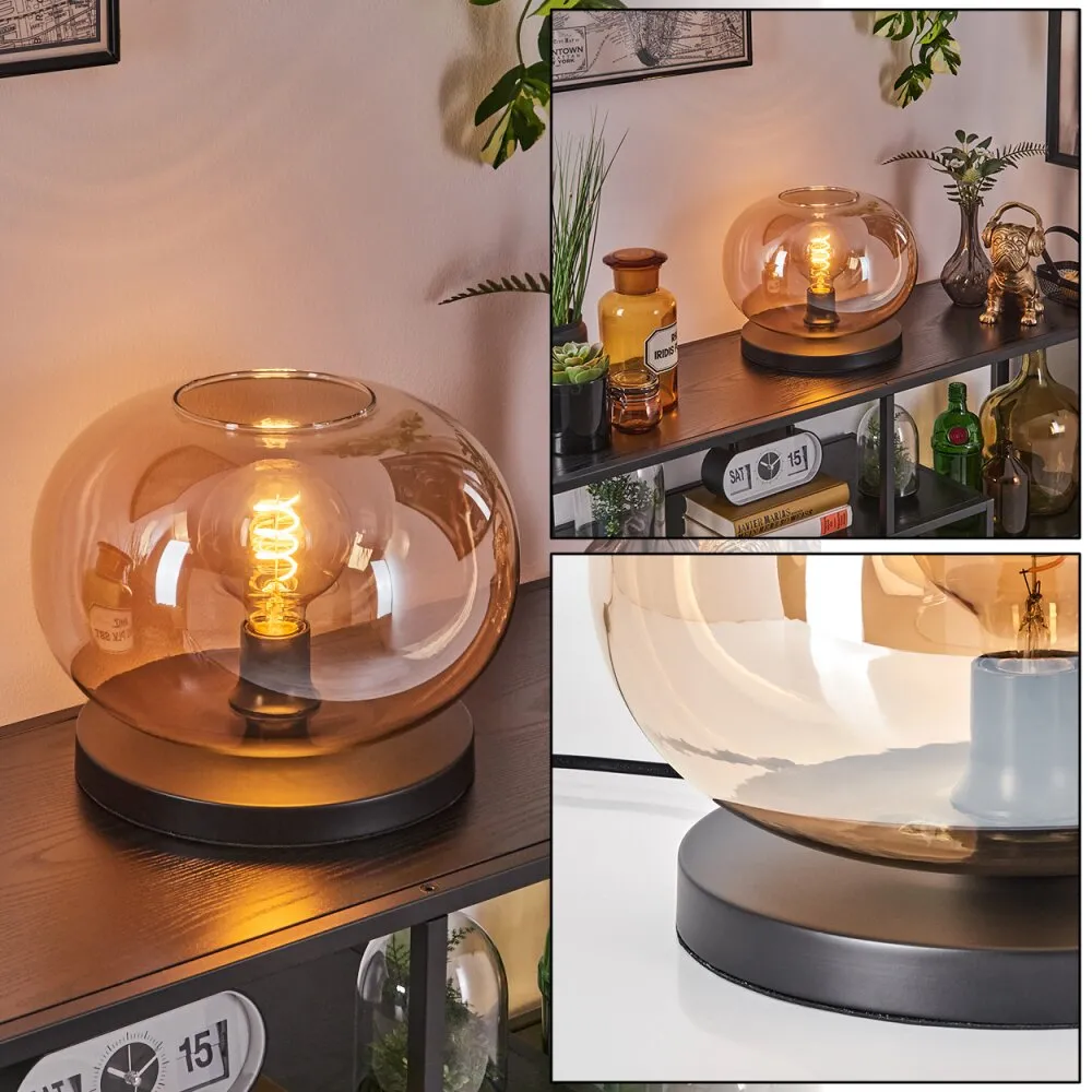 Apedo Tischleuchte Glas 30cm Schwarz, 1-flammig H3779682