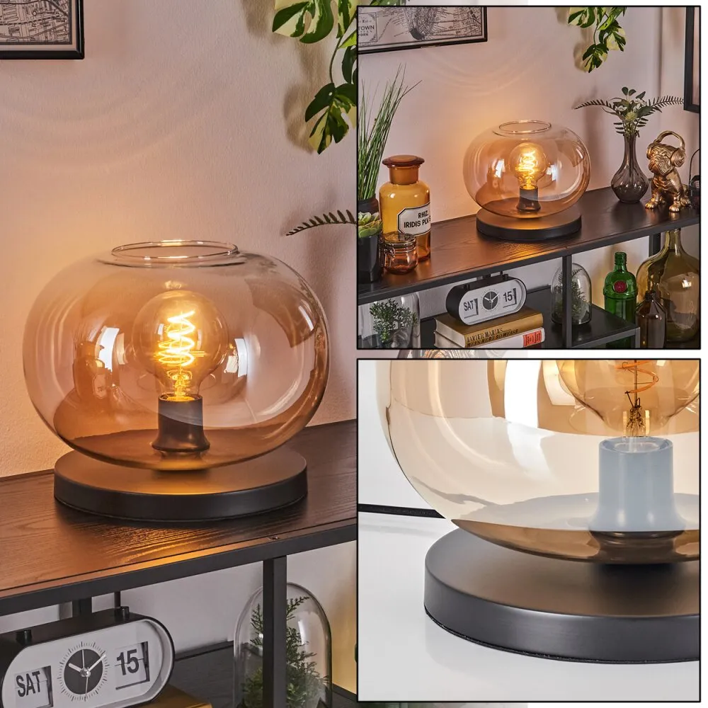 Apedo Tischleuchte Glas 30cm Schwarz, 1-flammig H3779705