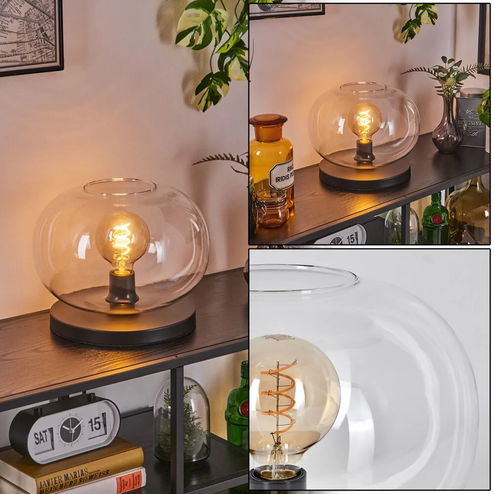 Apedo Tischleuchte Glas 30cm Schwarz, 1-flammig H3780718