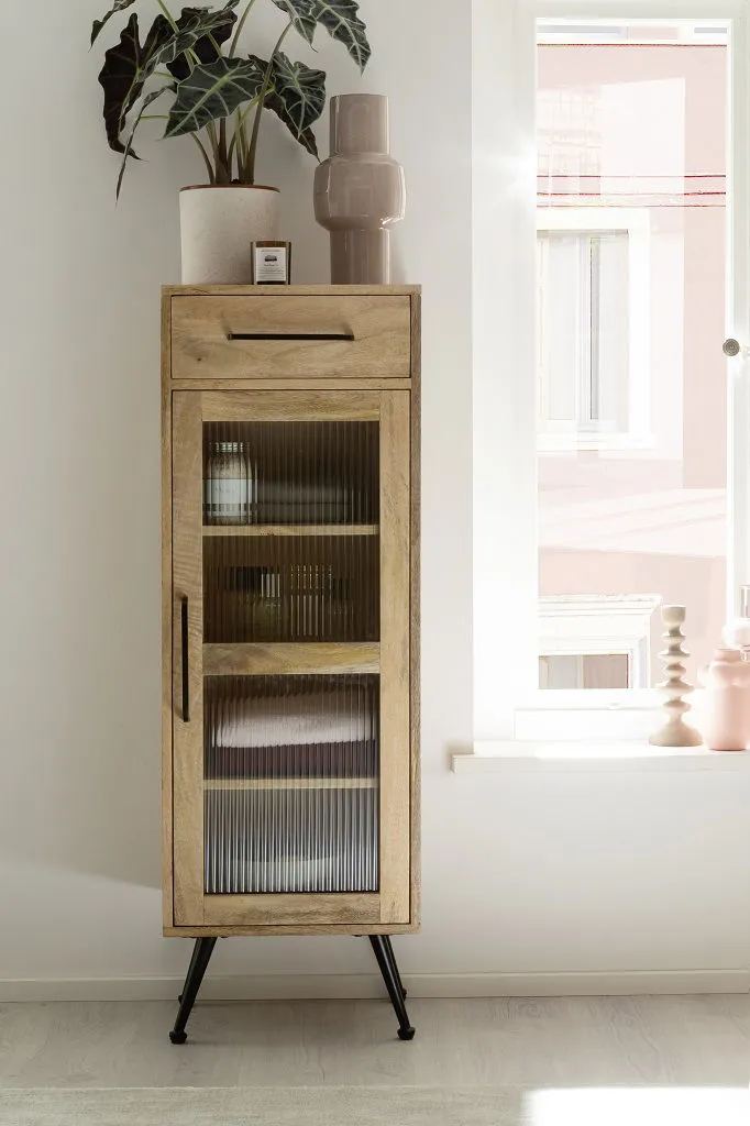 Badmidischrank 42x123cm 'Manchester' Mango honigfarben massiv