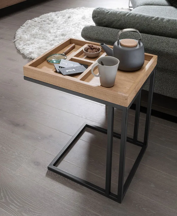 Beistelltisch 50x60cm "Lissabon" Wildeiche & Metall schwarz