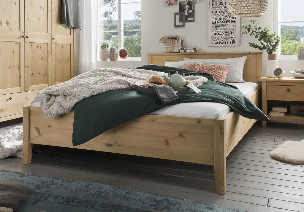 Bett verschiedene Breiten mit/ohne Bettkasten 'Jana' Kiefer laugenfarbig 180x200cm 6 Bettkästen