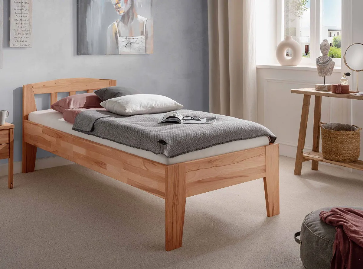 Seniorenbett verschiedene Breiten und Längen Kernbuche massiv "Maira I" 100 cm 220 cm